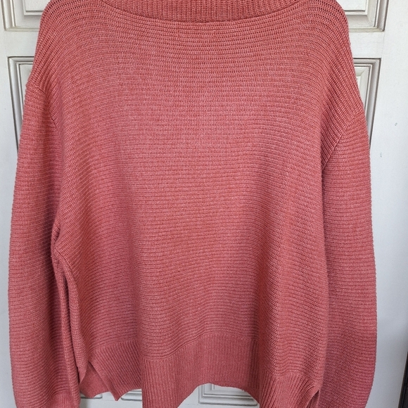 Sonoma Sweater Rust SzXL 1/4Zip Wide Collar /Cuffs Long Sleeves Hem Slit Sides - Picture 8 of 12